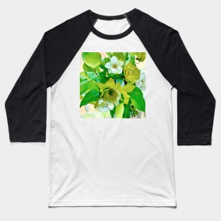 White and Lime Floral Baseball T-Shirt